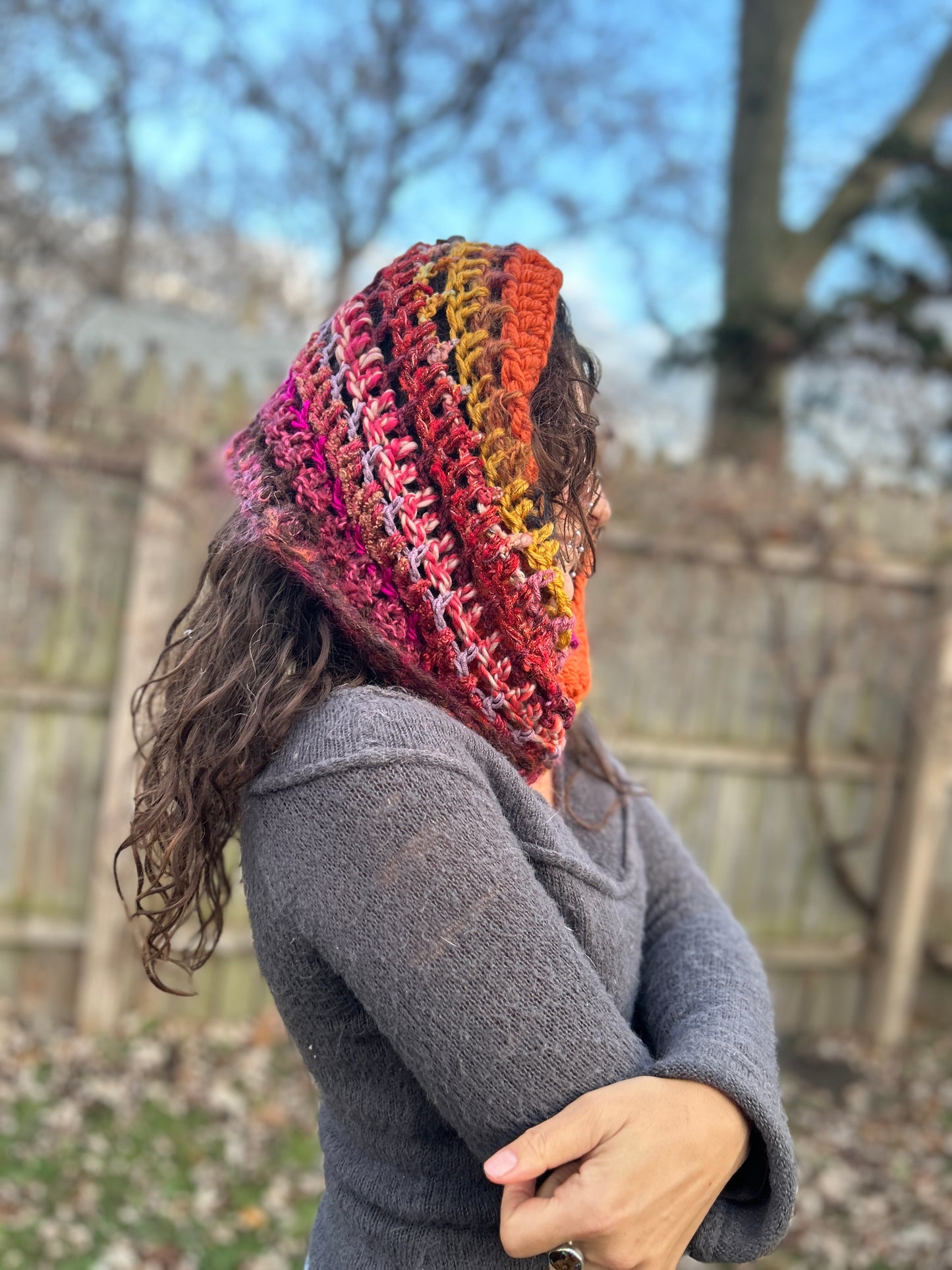 Pink/orange/gold infinity scarf
