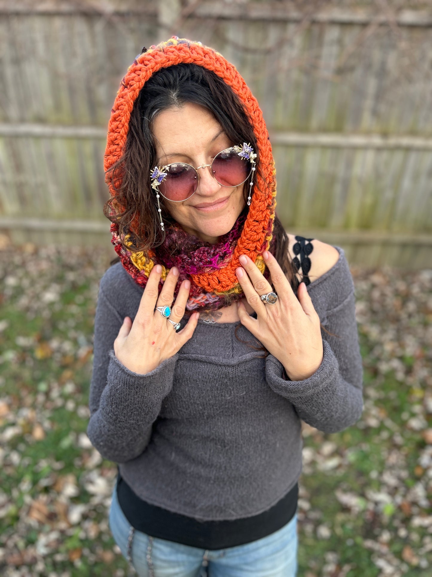 Pink/orange/gold infinity scarf