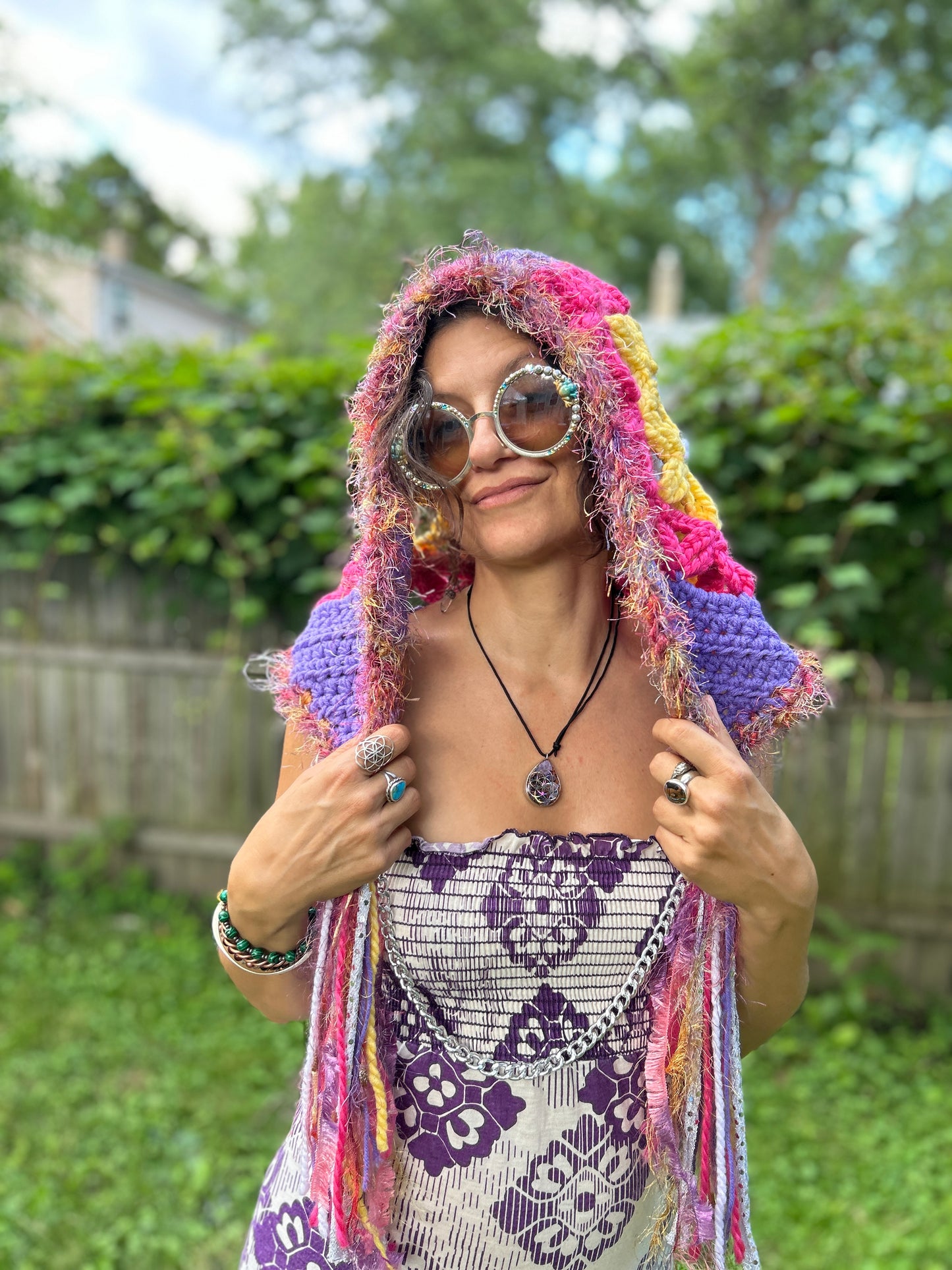 Flower of Life oversized hood/chain