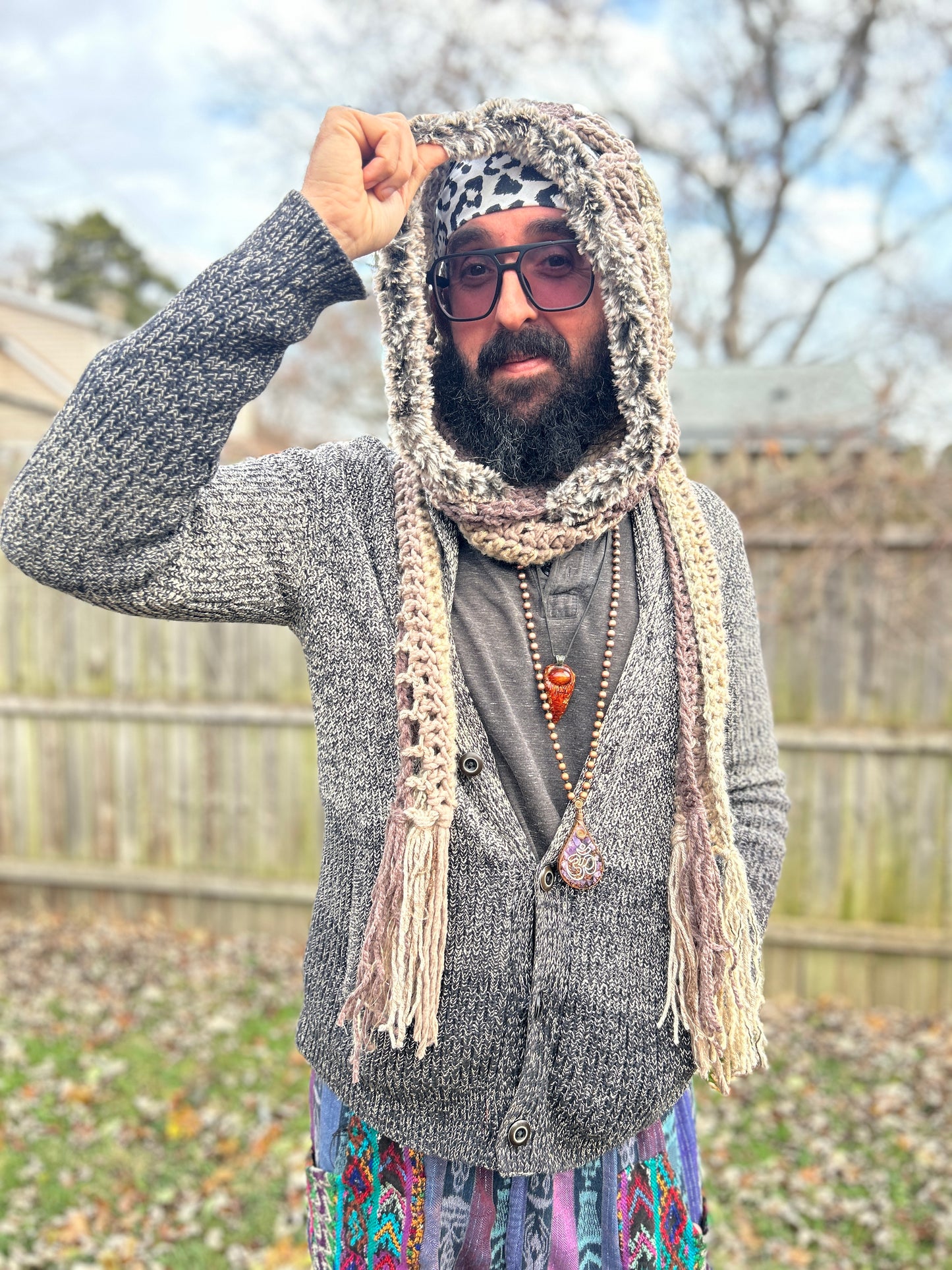 Flower of Life hooded scarf