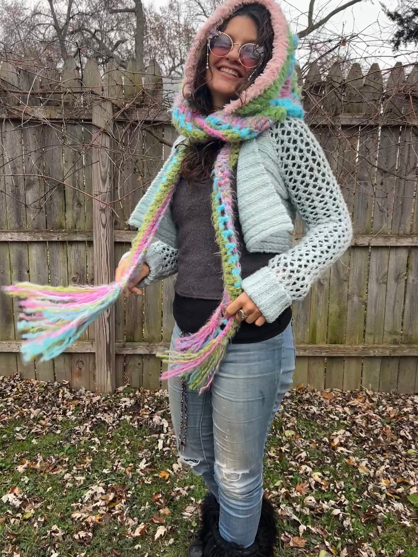 Flower of Life hooded scarf