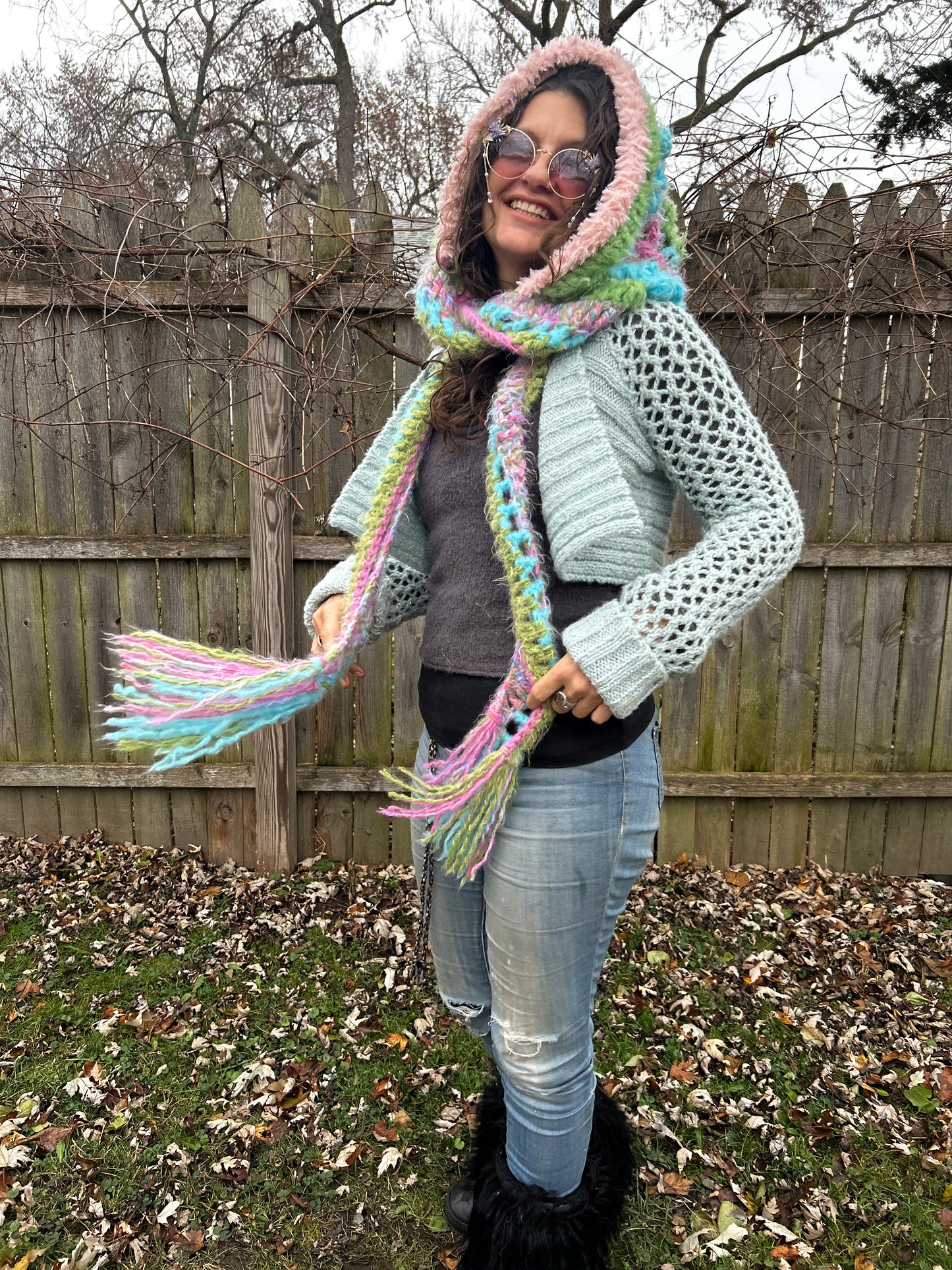 Flower of Life hooded scarf