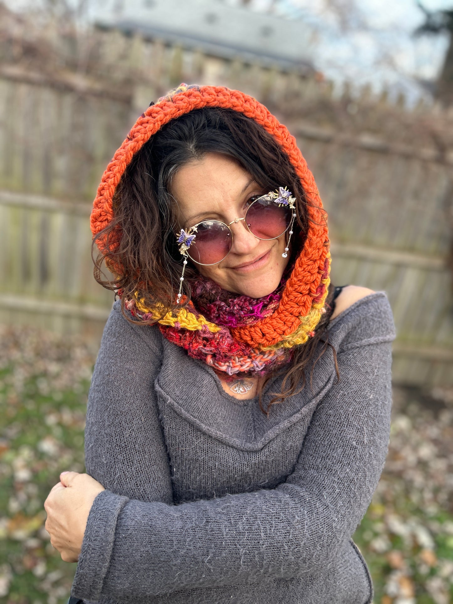Pink/orange/gold infinity scarf