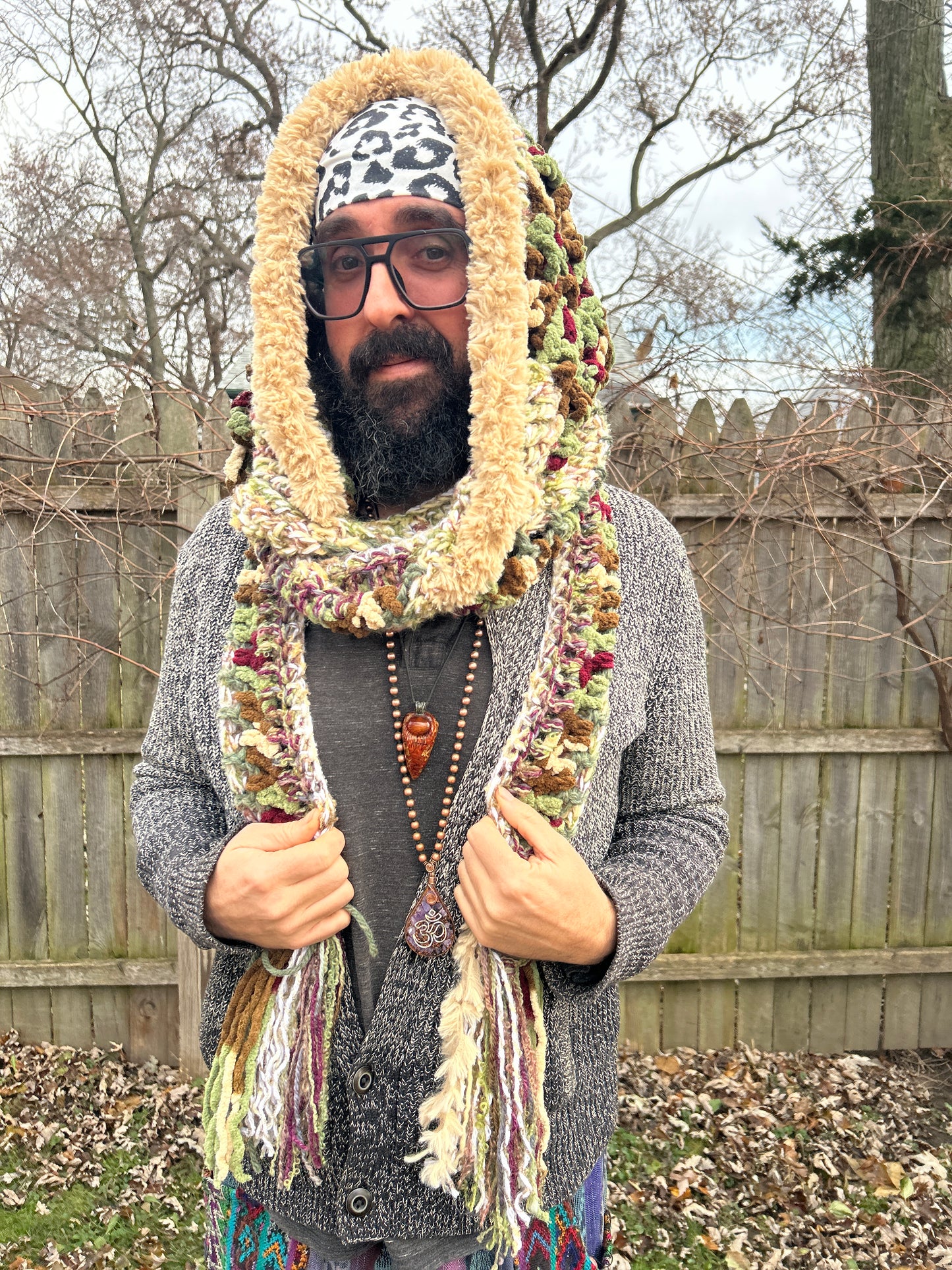 Flower of Life hooded scarf