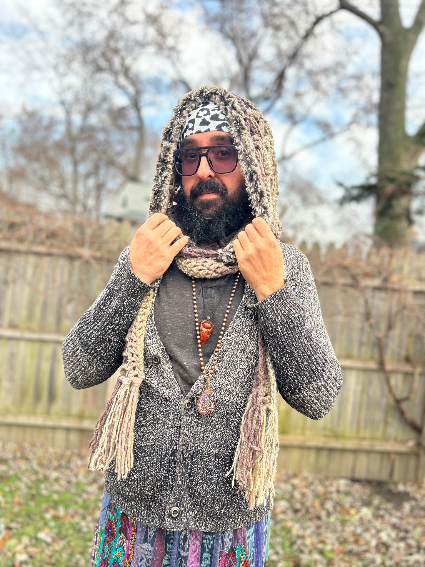Flower of Life hooded scarf
