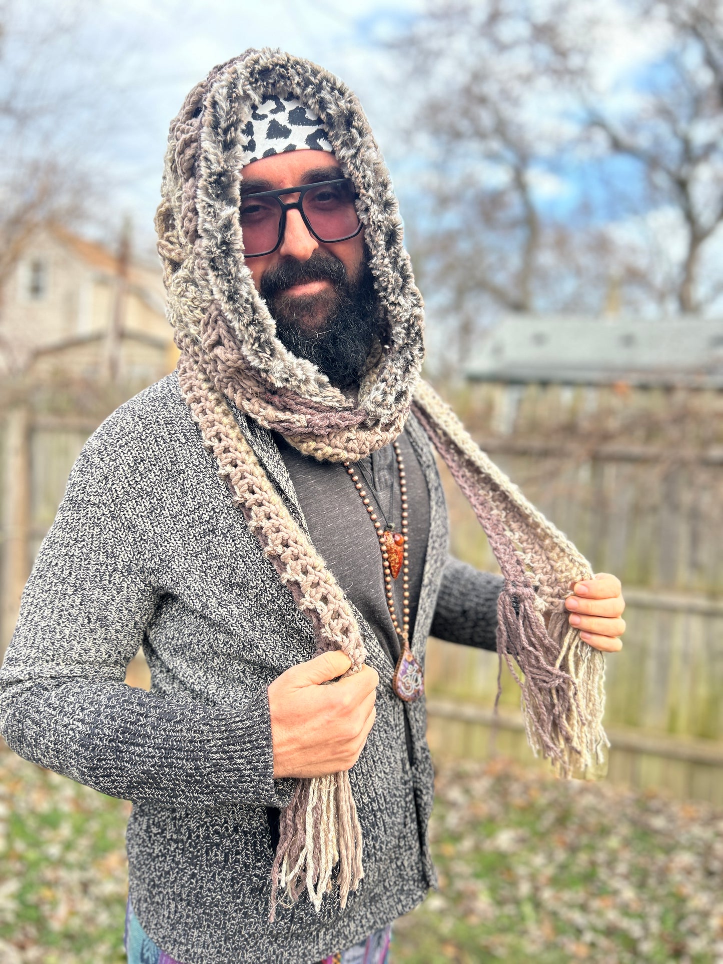 Flower of Life hooded scarf