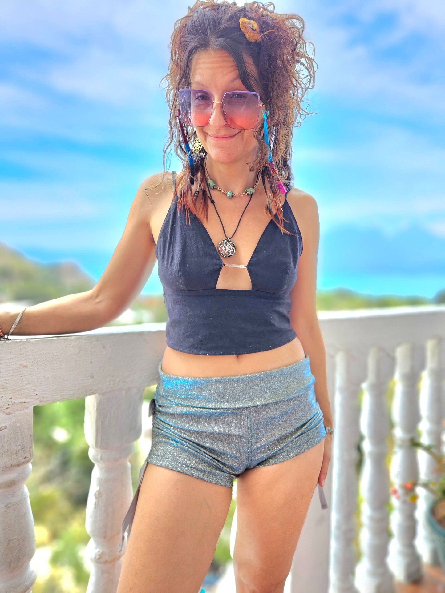 Booty Shorts Translucent Silver/Blue/Gold