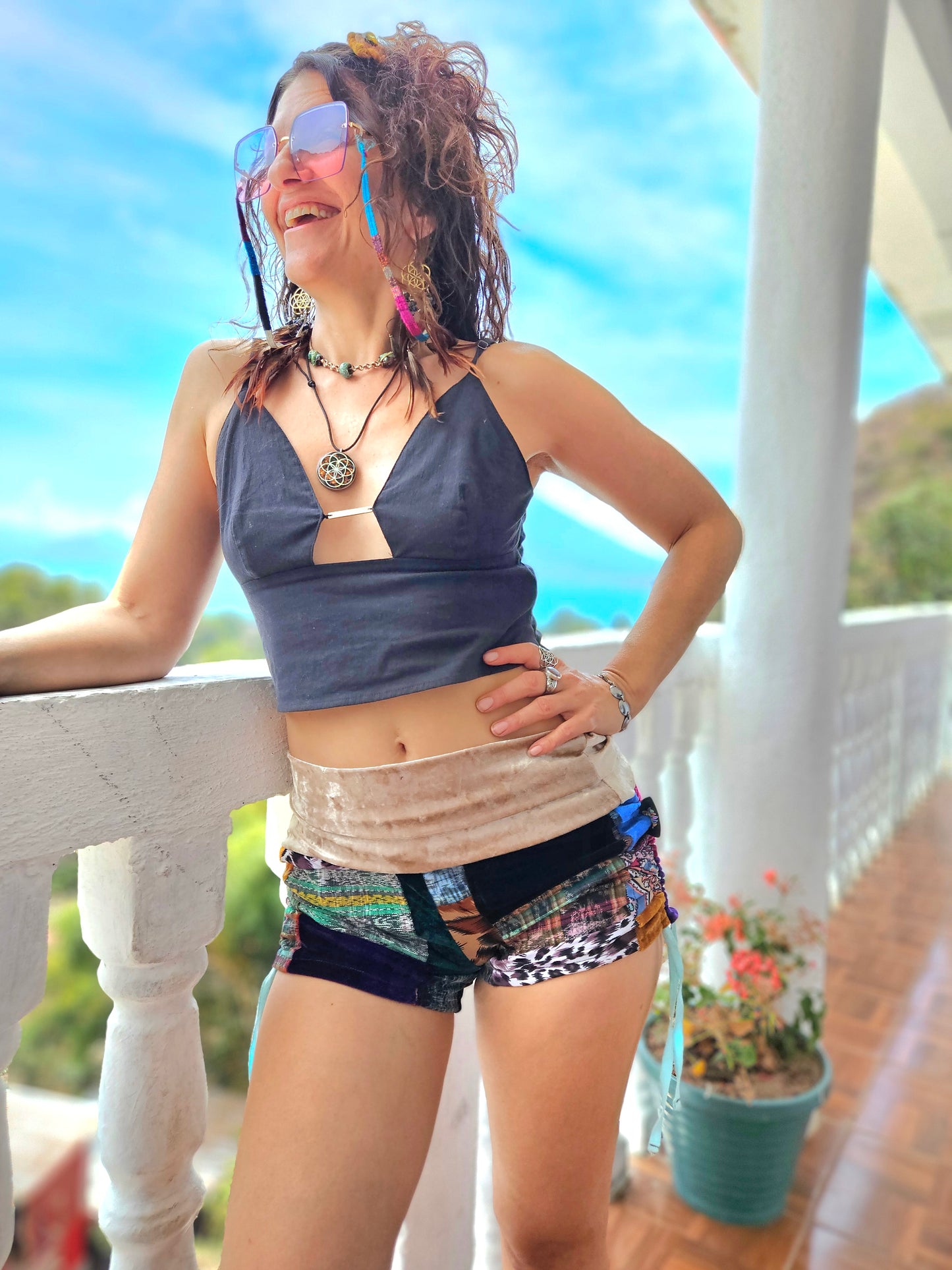 Patchwork Booty Shorts