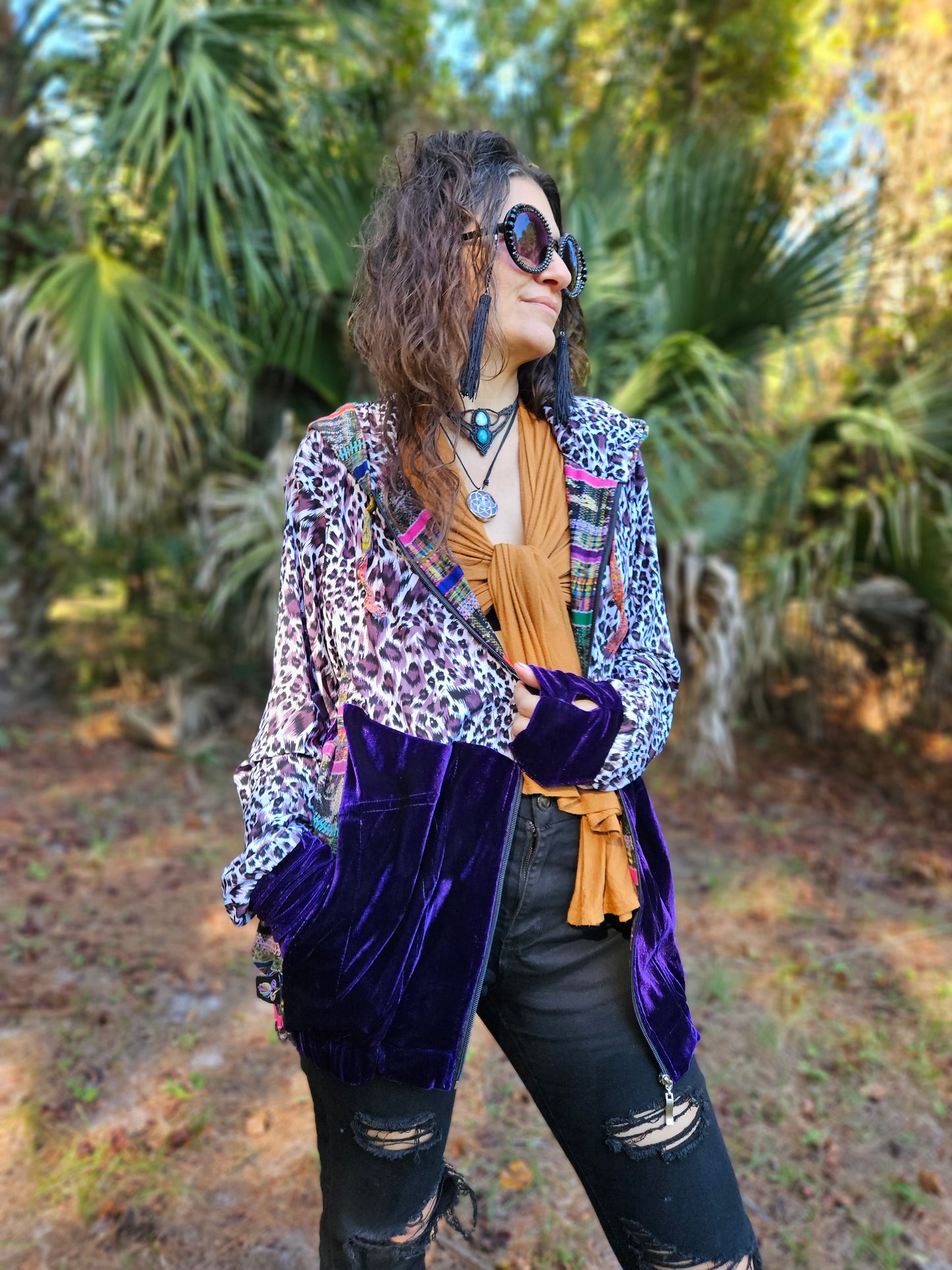 Hooded Jacket - Purple Leopard / Purple Velvet