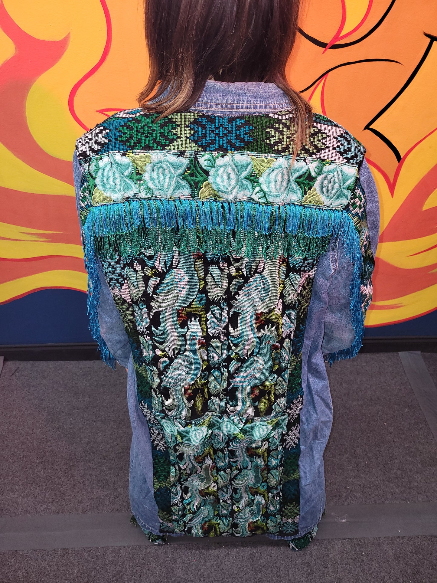 Denim Mayan Long Coat with Denim Pants