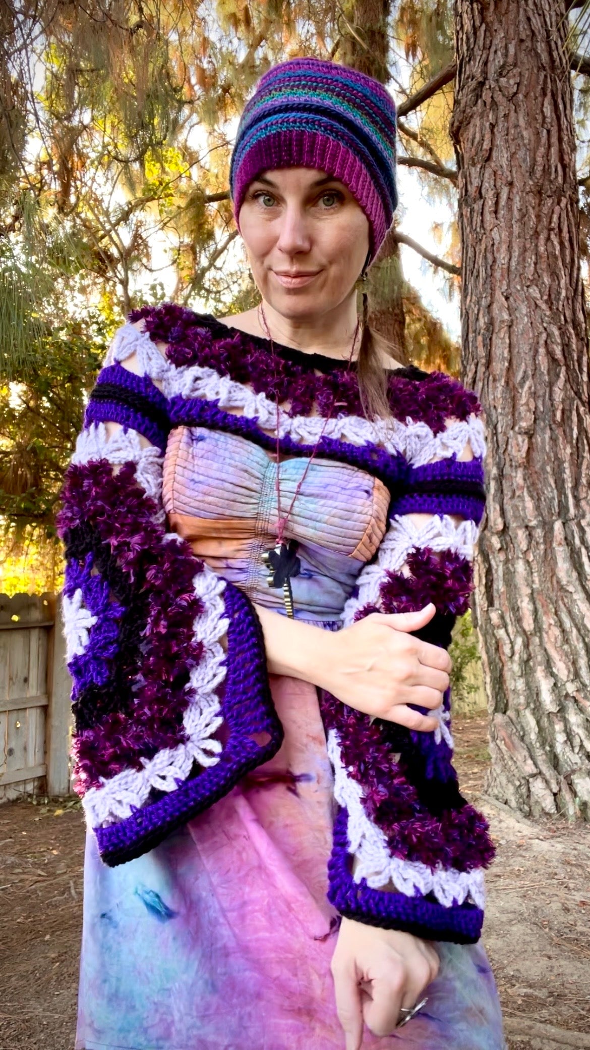 Purple Flower of Life cropped shrug