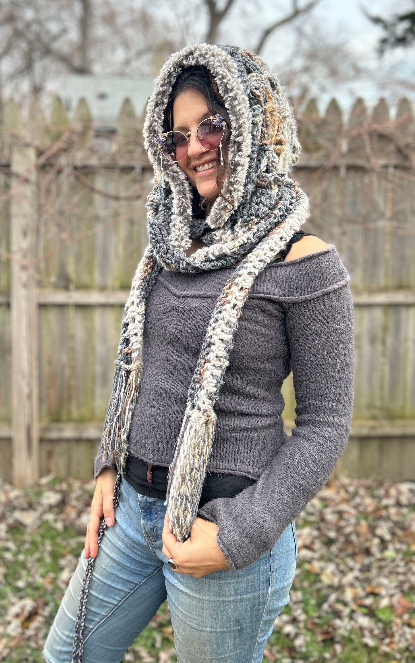 Flower of Life hooded scarf