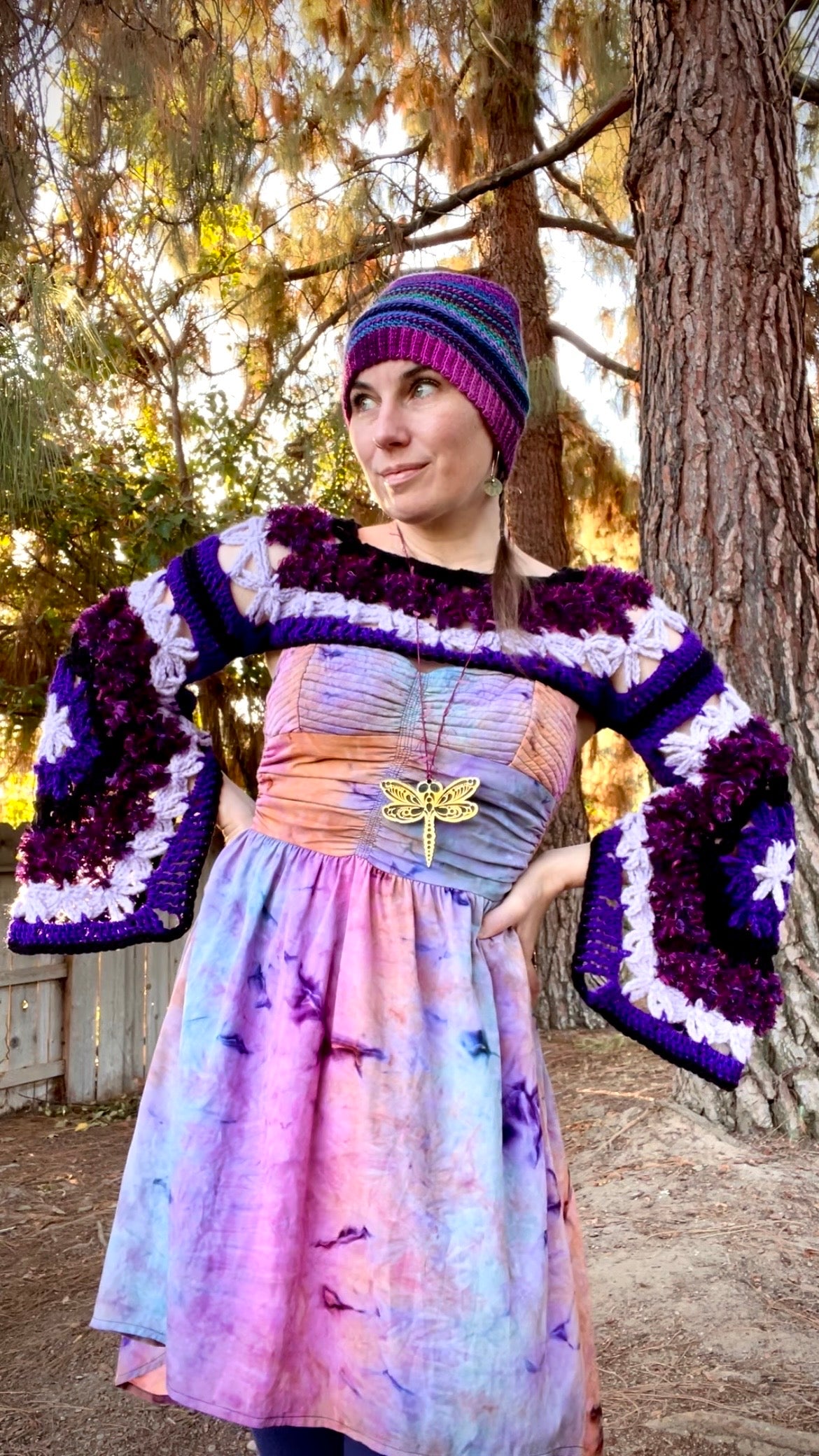 Purple Flower of Life cropped shrug