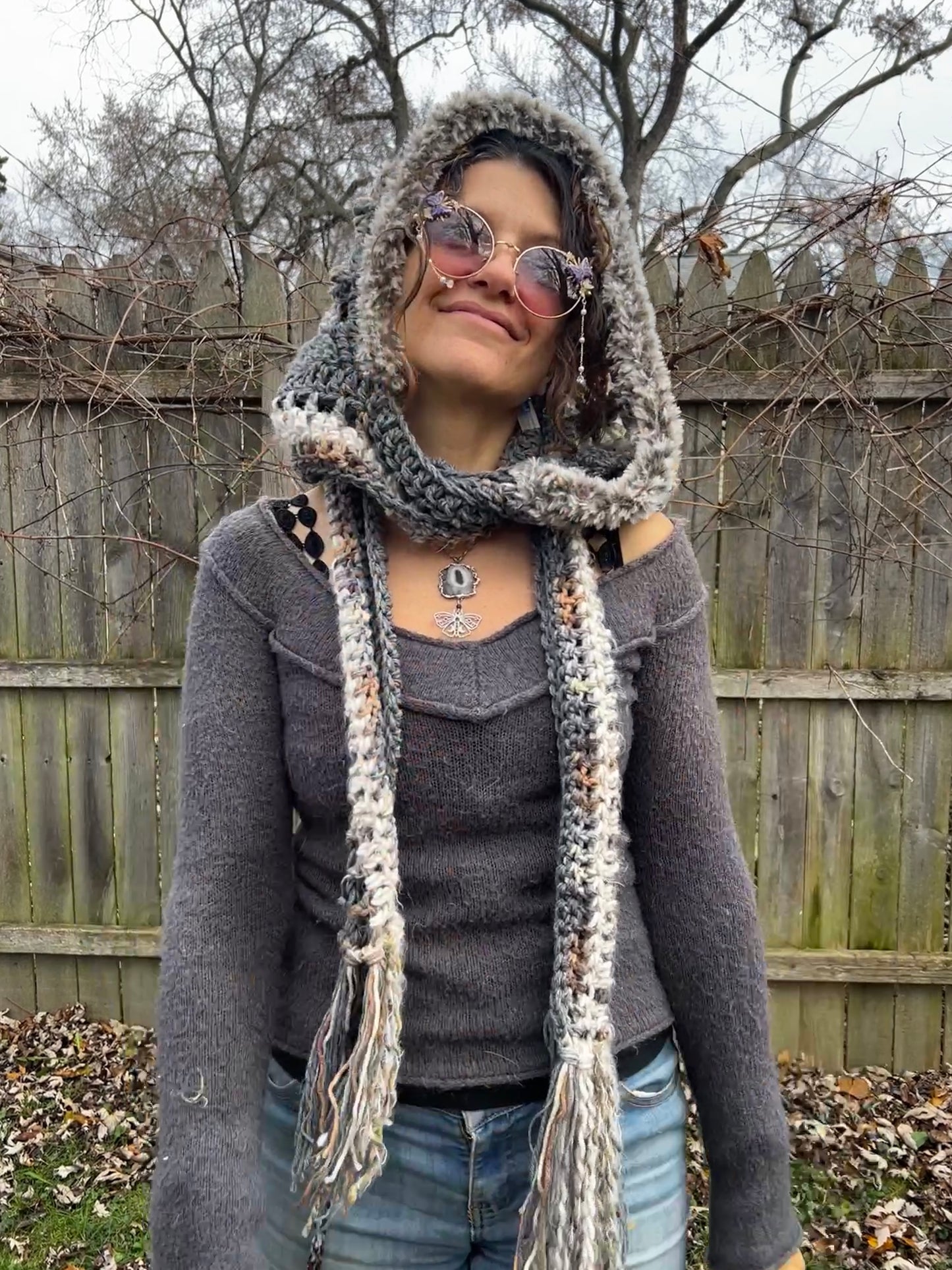 Flower of Life hooded scarf