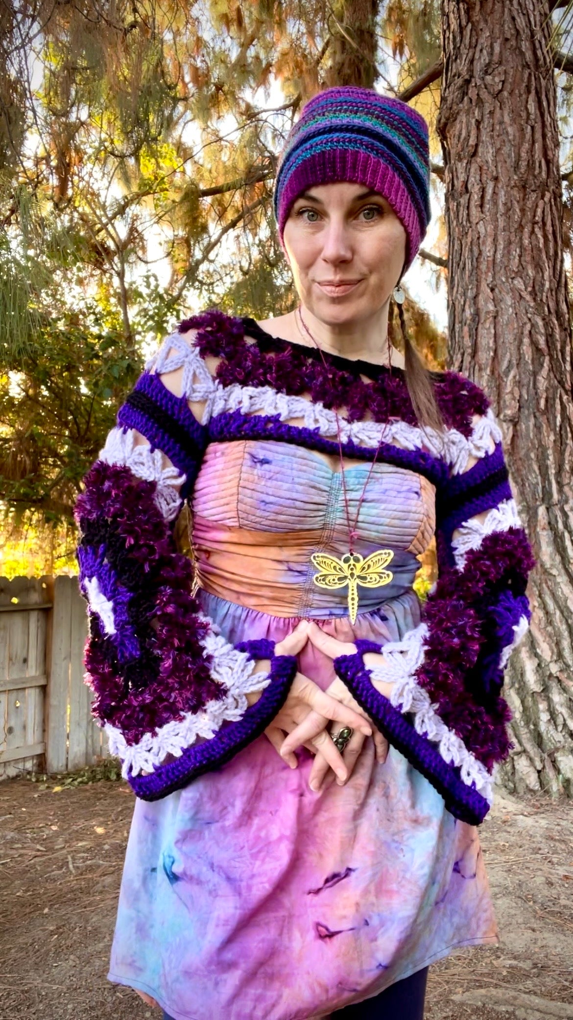 Purple Flower of Life cropped shrug