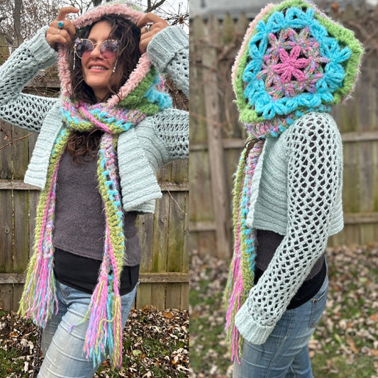 Flower of Life hooded scarf