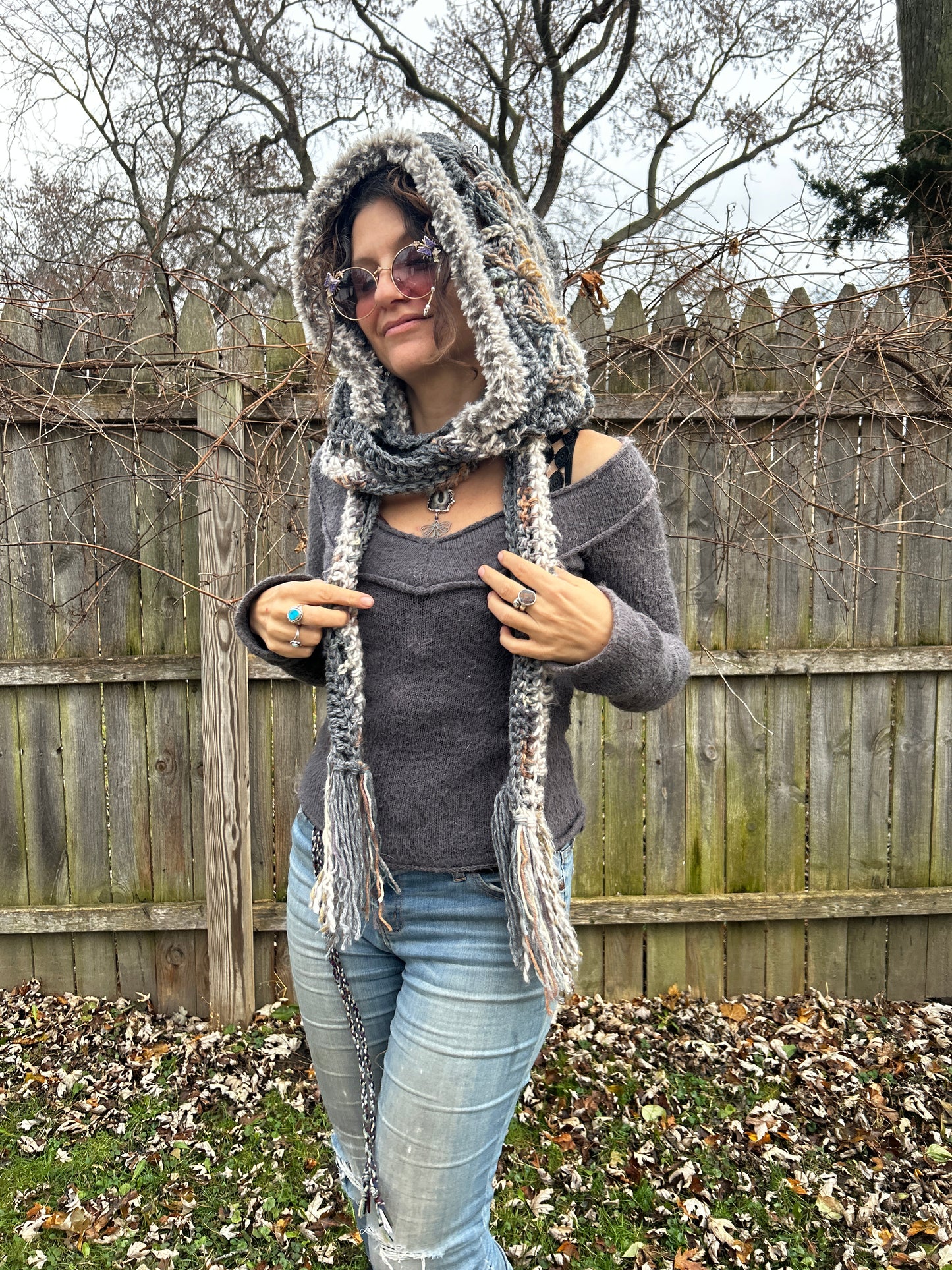 Flower of Life hooded scarf