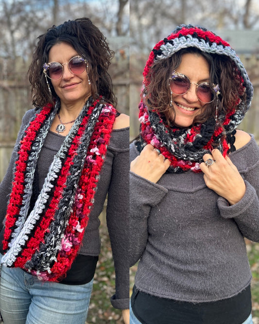 Red/black/grey infinity scarf