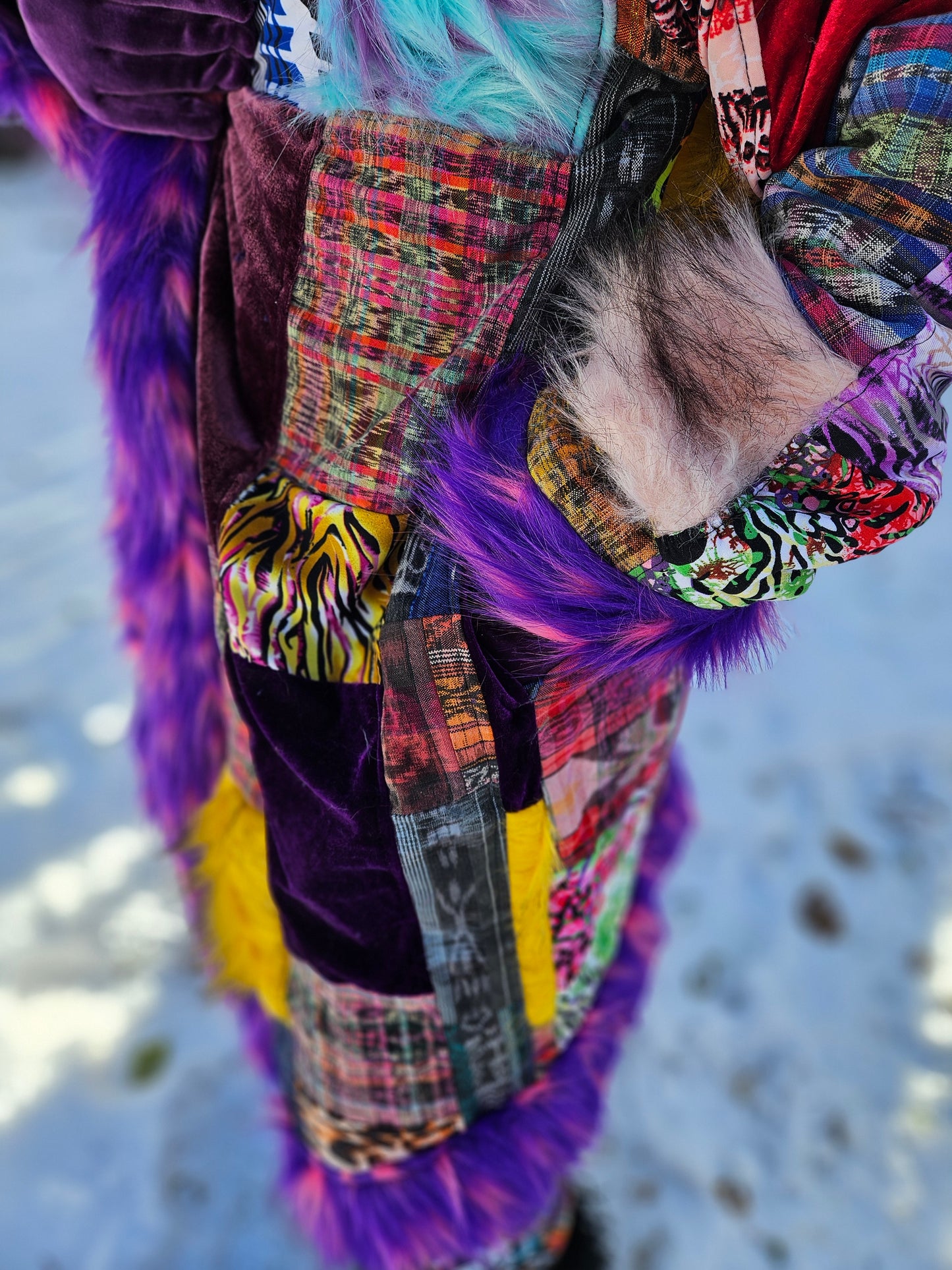 Patchwork Cloak - Fluffy Rainbow