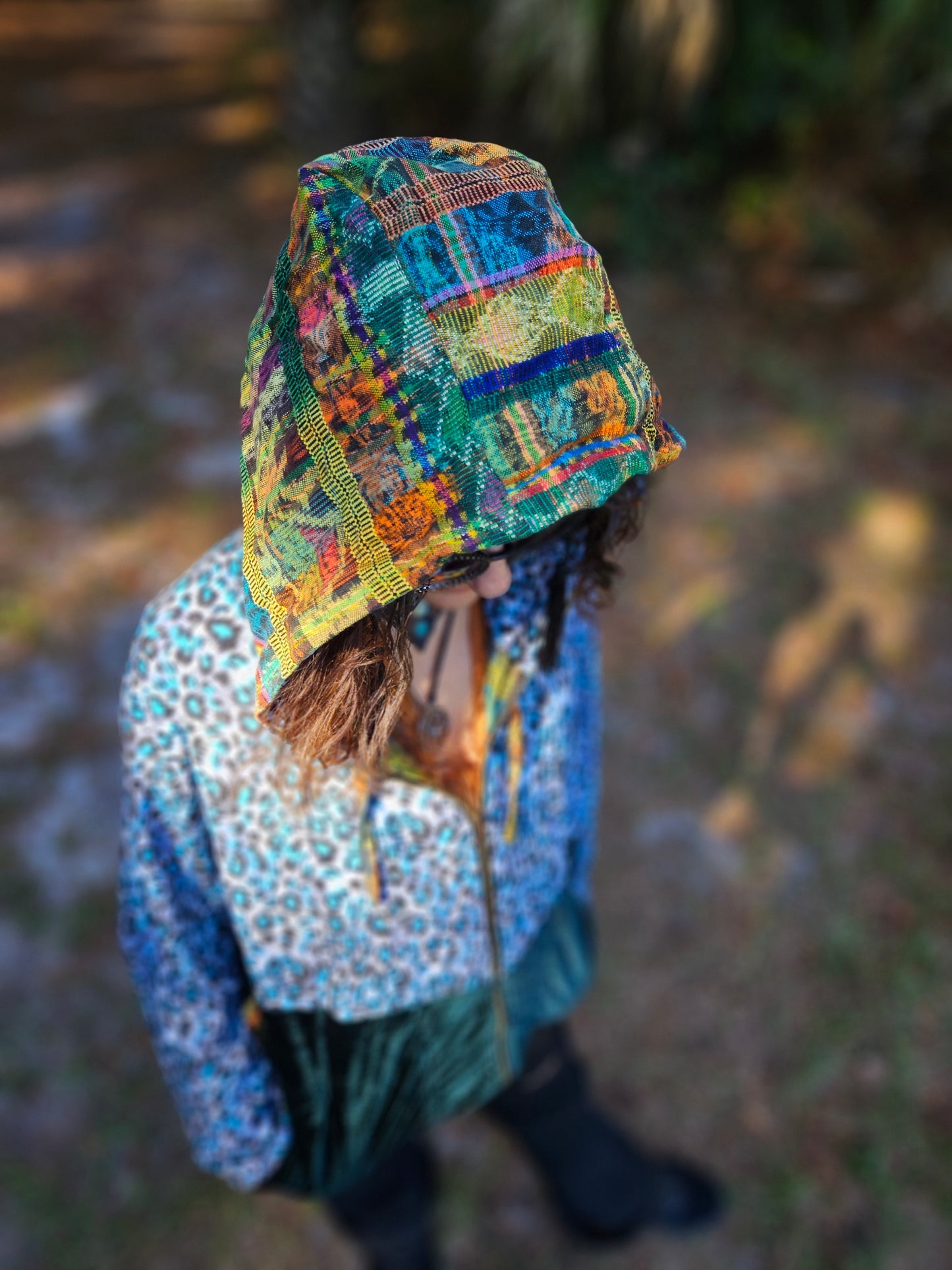 Hooded Jacket - Tropical print / Green Velvet