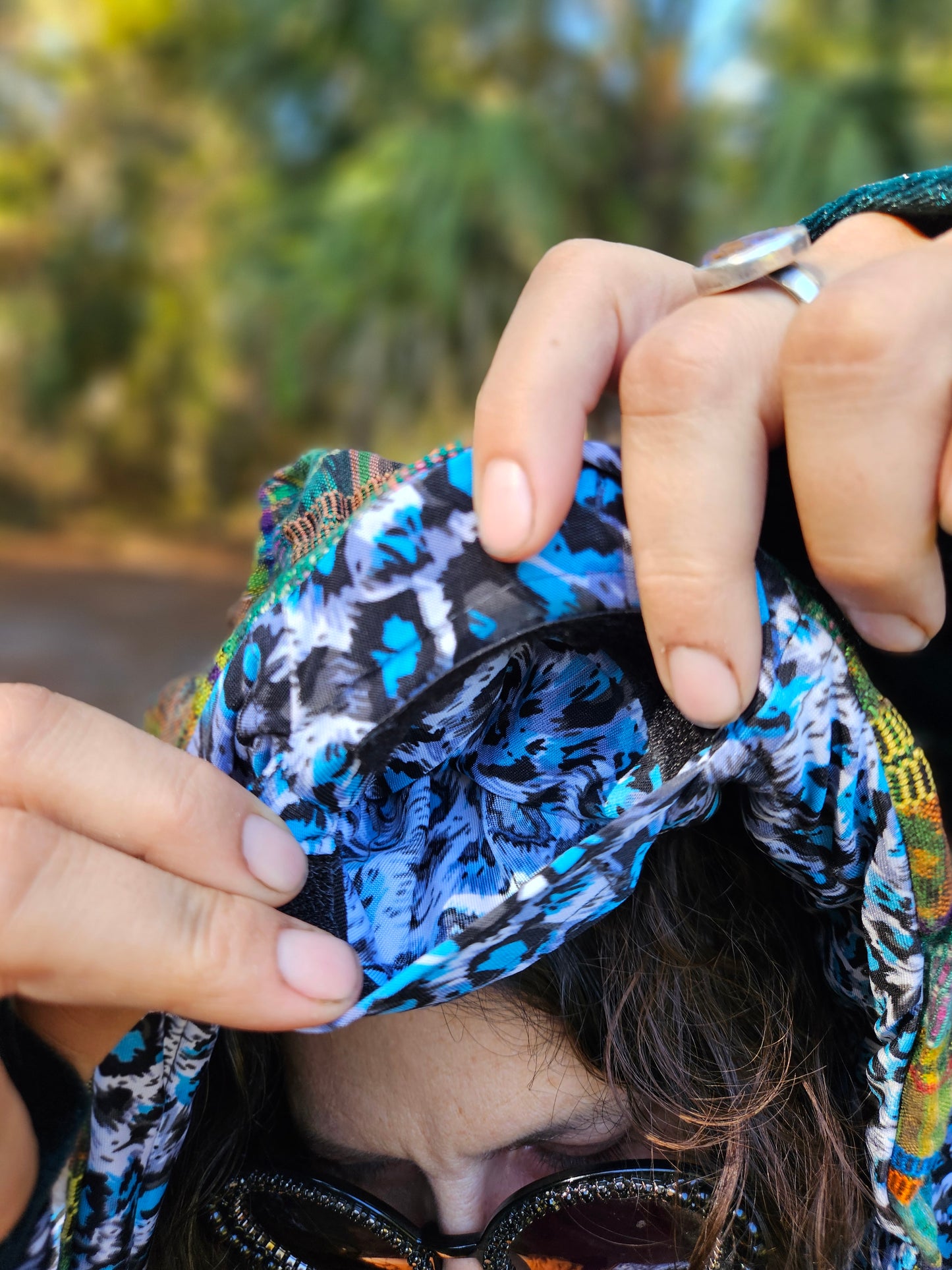 Hooded Jacket - Tropical print / Green Velvet