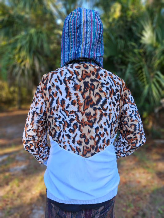 Hooded Jacket - Leopard / White Velvet