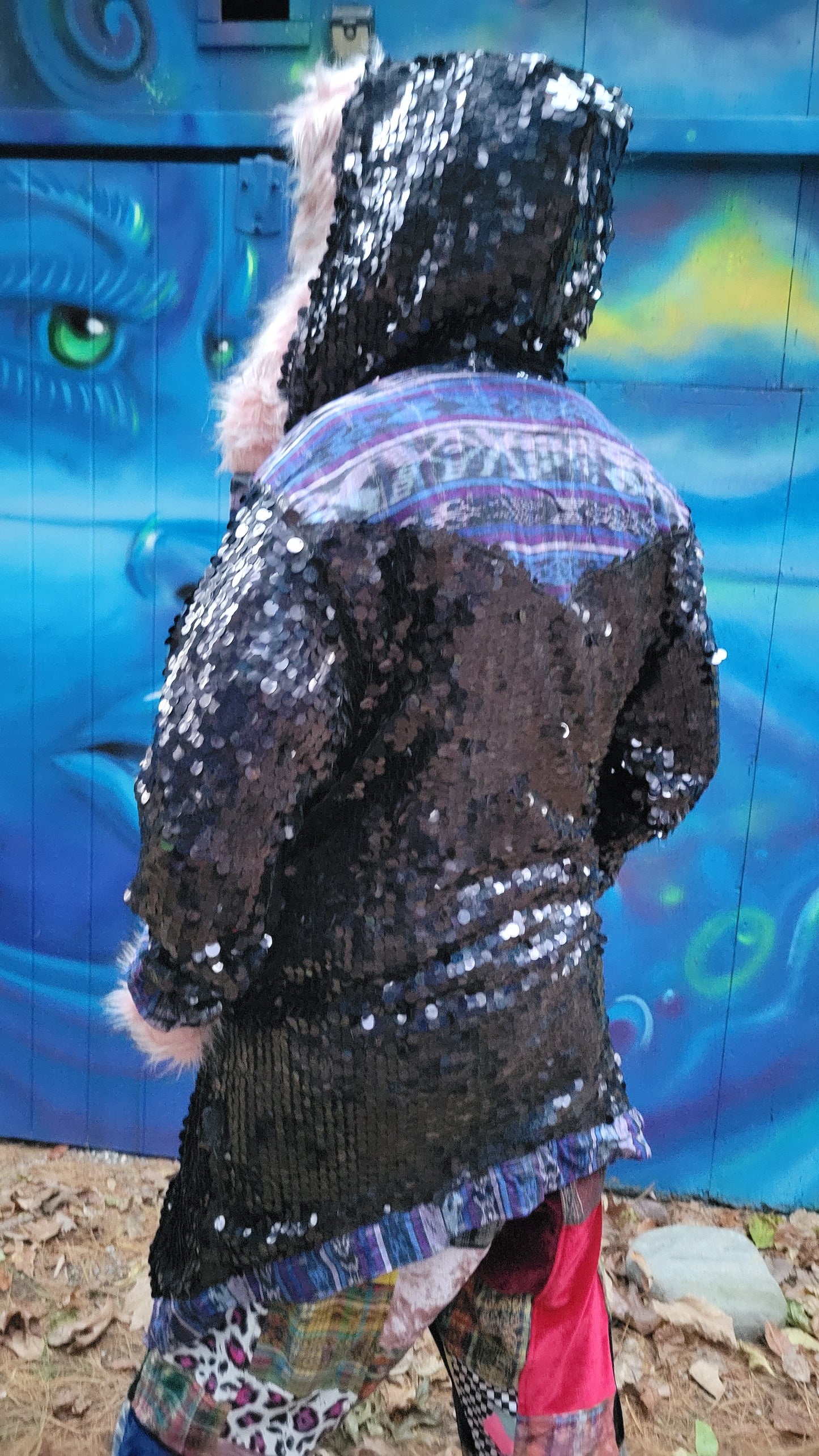 Sequin Cloak Black