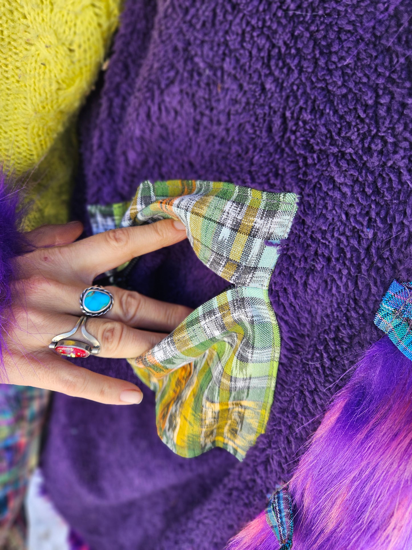 Patchwork Cloak - Fluffy Rainbow