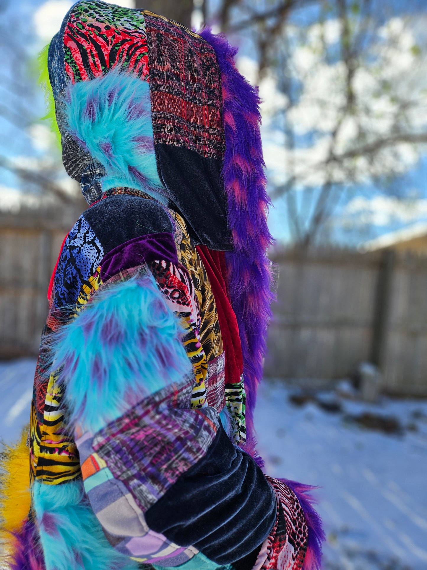 Patchwork Cloak - Fluffy Rainbow