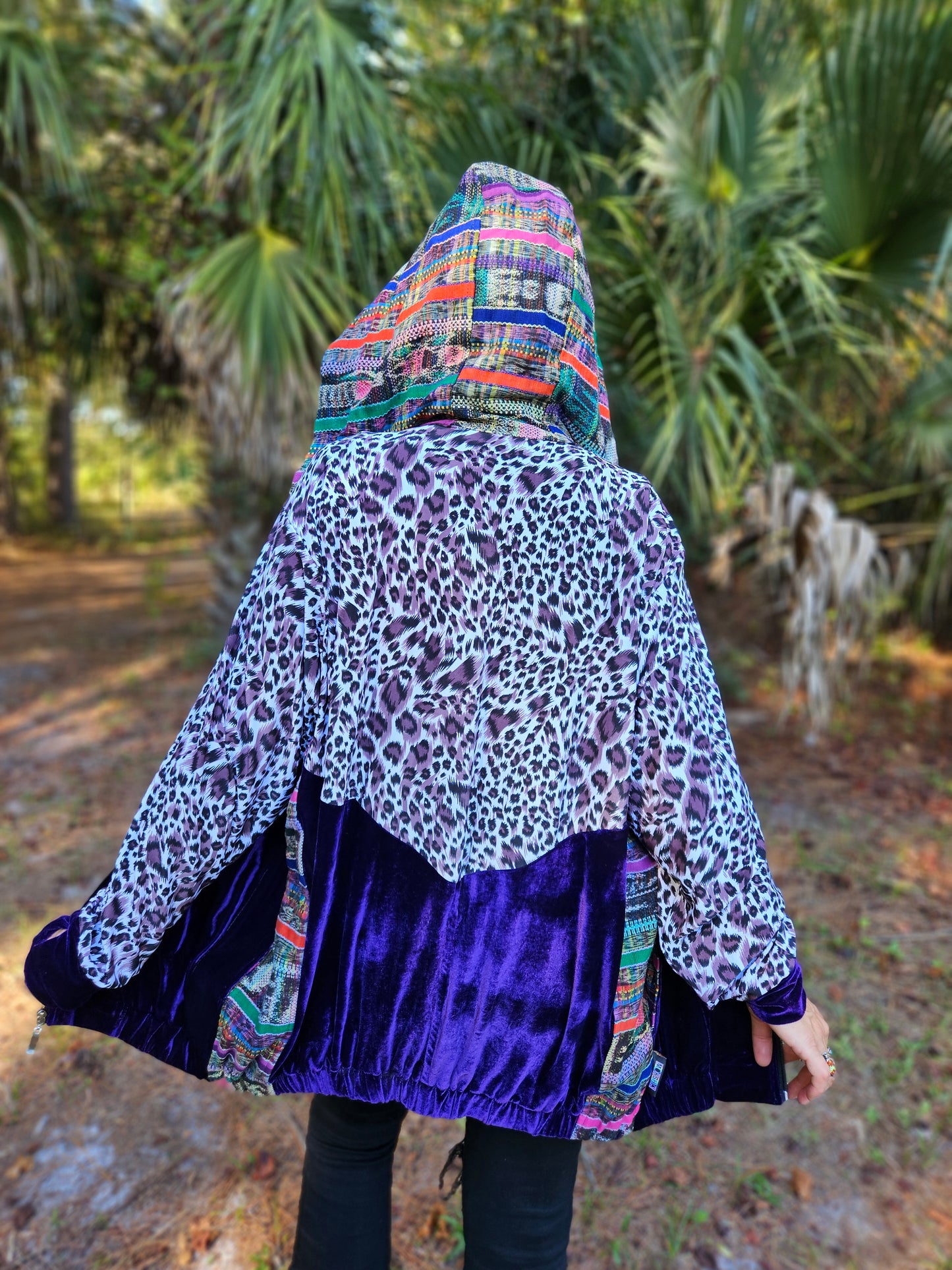 Hooded Jacket - Purple Leopard / Purple Velvet