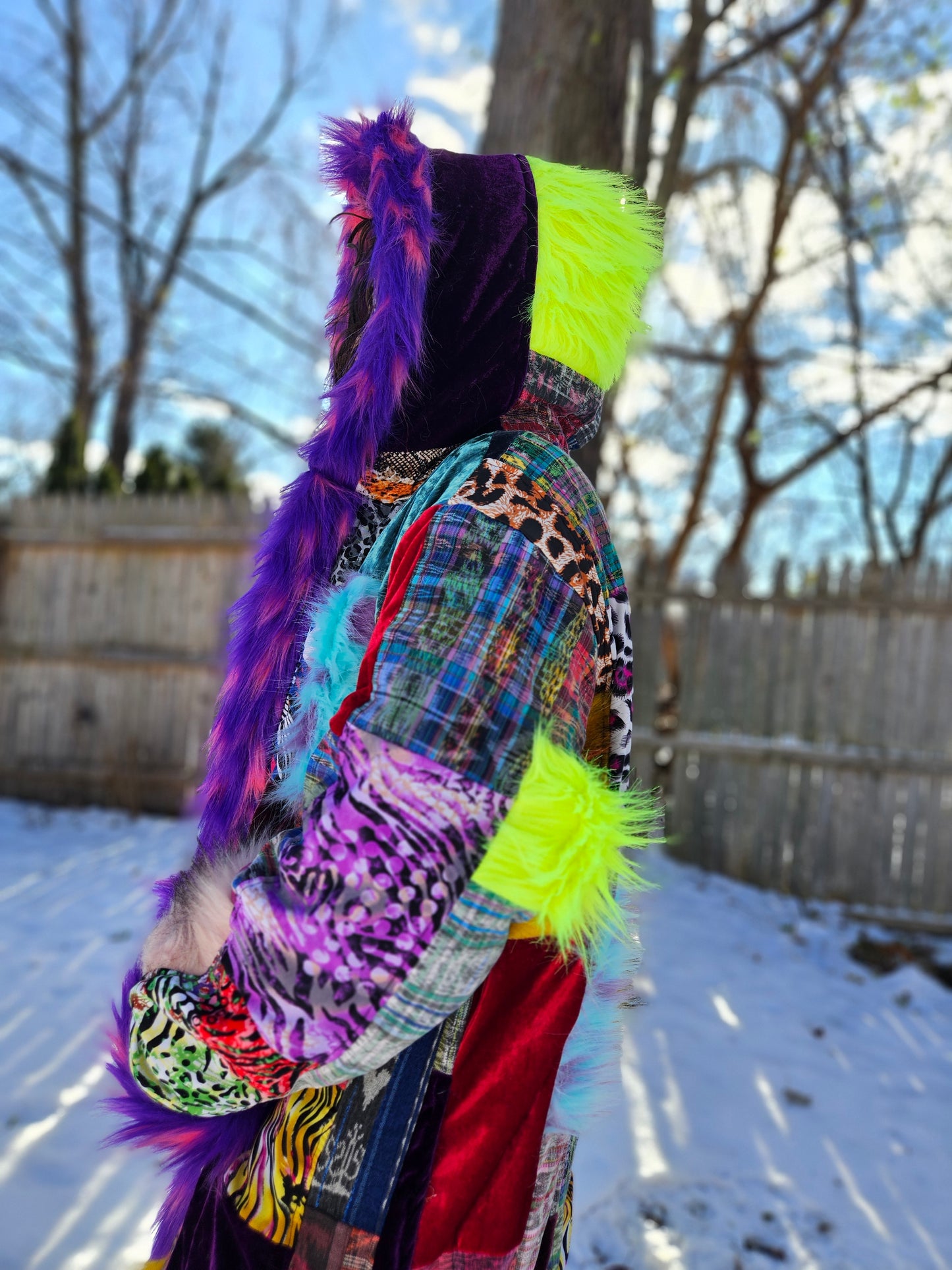 Patchwork Cloak - Fluffy Rainbow