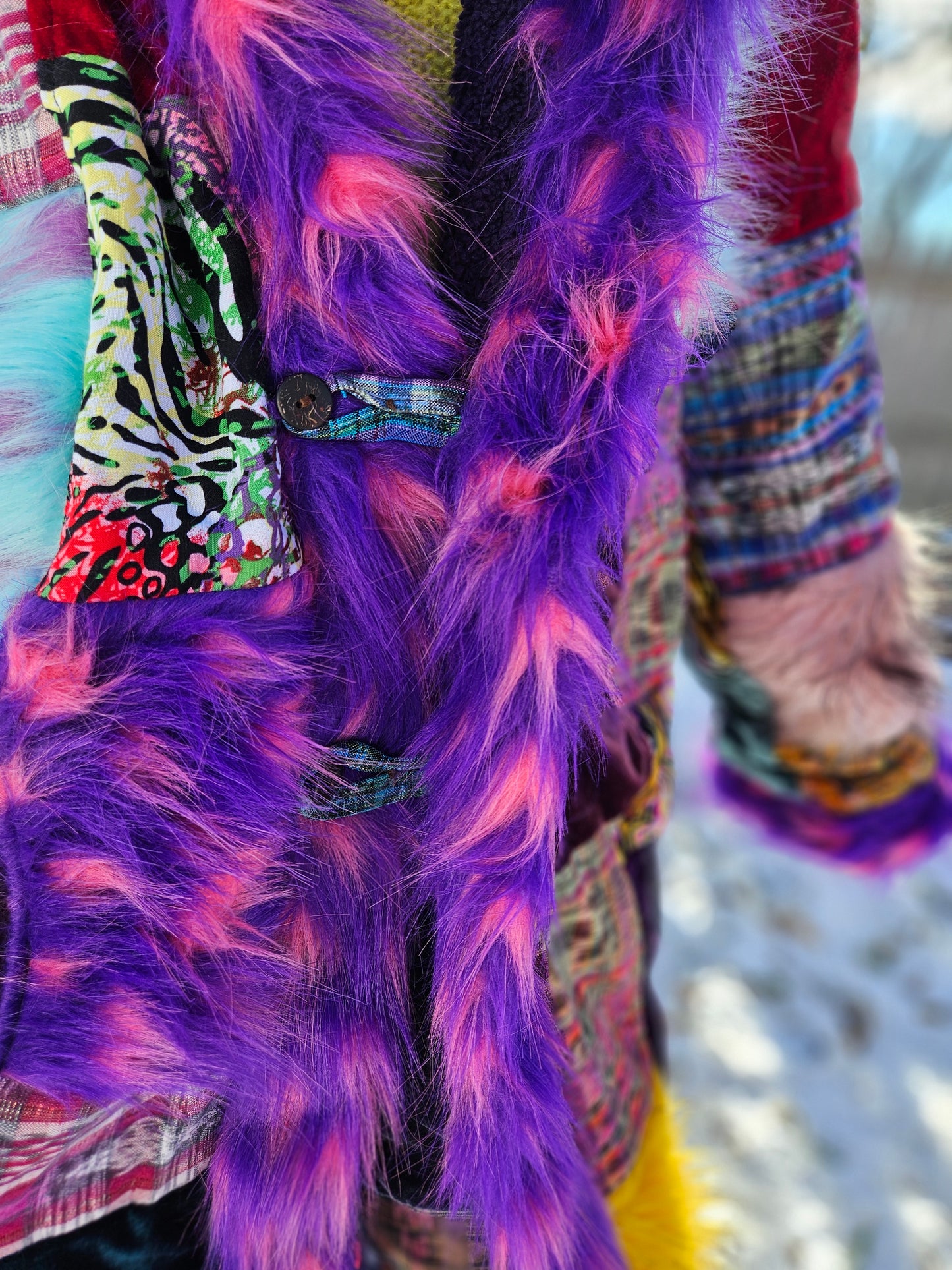 Patchwork Cloak - Fluffy Rainbow