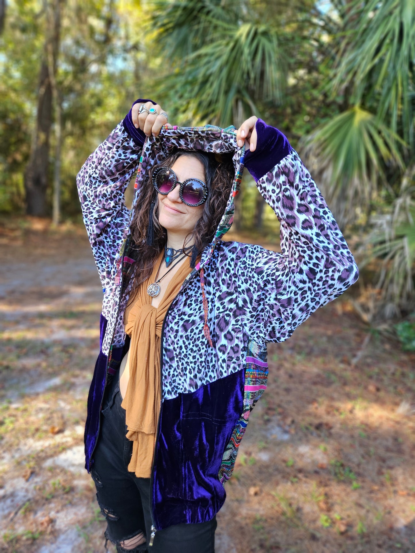 Hooded Jacket - Purple Leopard / Purple Velvet