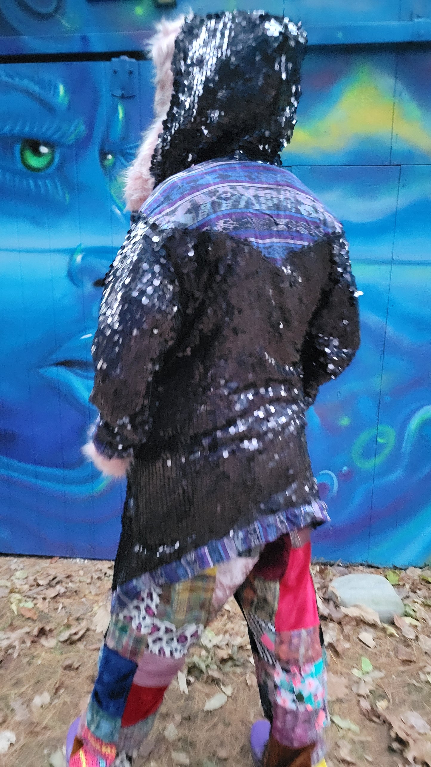 Sequin Cloak Black