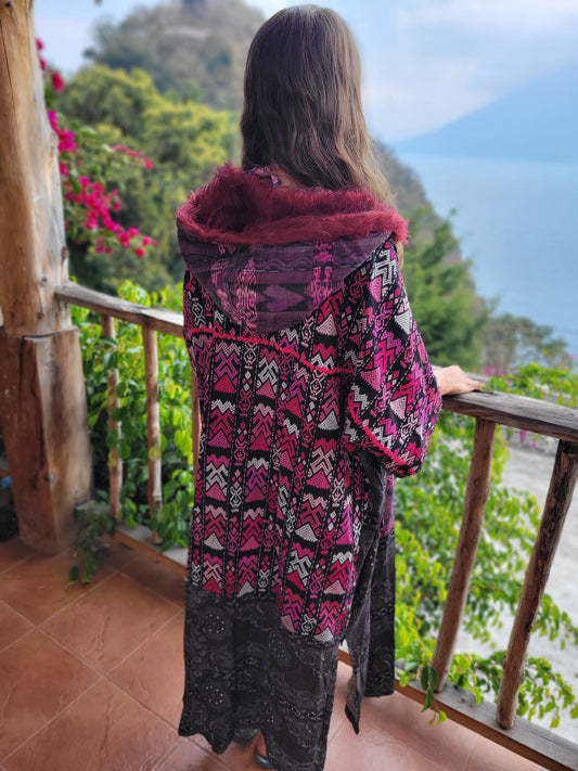 Fur Kimono - Pink/Black